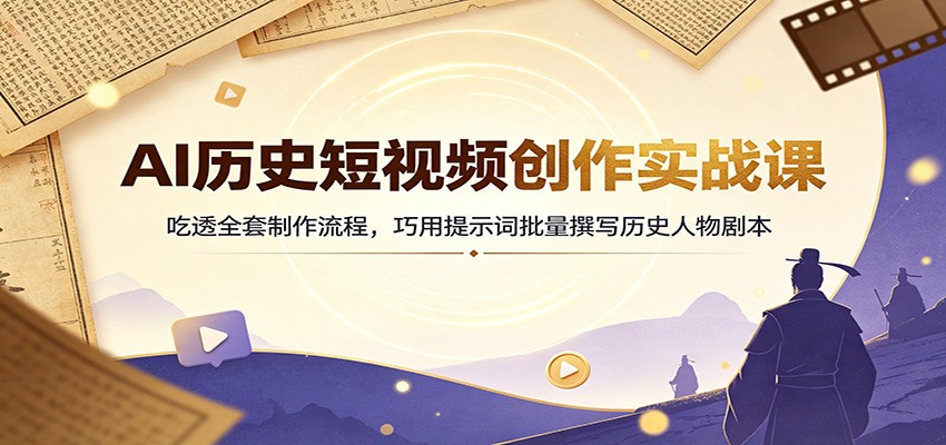 AI历史短视频创作实战课：吃透全套制作流程，巧用提示词批量撰写历史人物剧本-来友网创