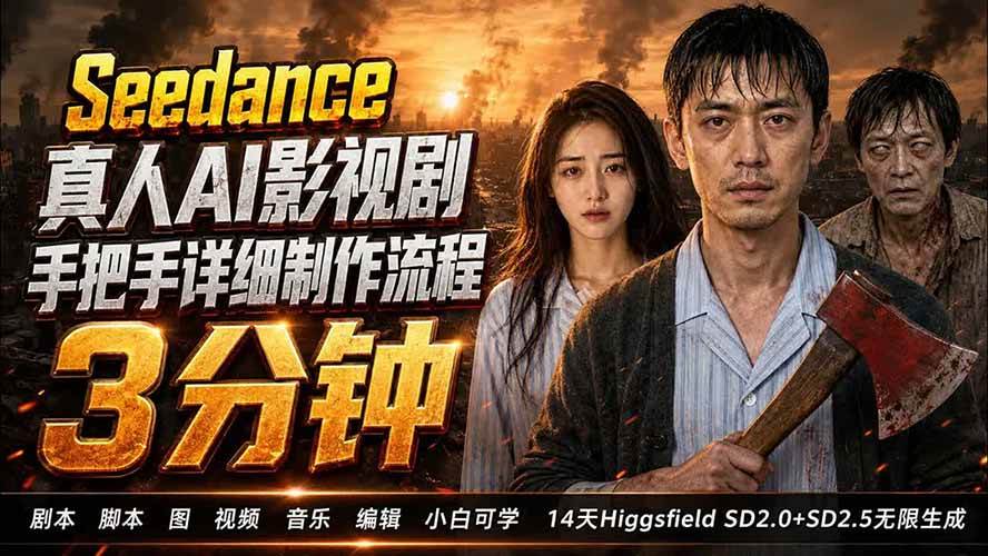 （19706期） 3分钟真人AI影视剧怎么做？SD 2.0手把手完整制作流程｜Higgsfield 14天SD 2.0/2.5无限生成-来友网创