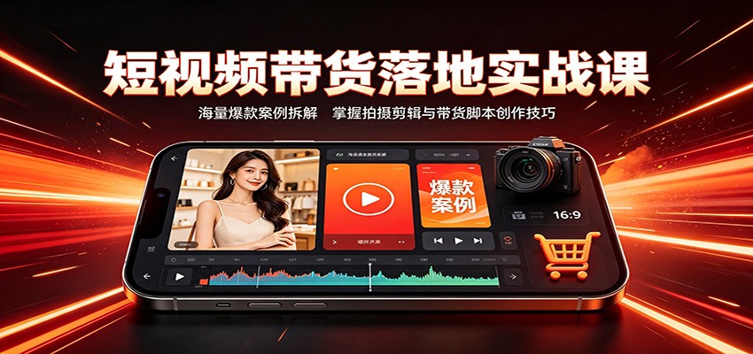 短视频带货落地实战课：海量爆款案例拆解，掌握拍摄剪辑与带货脚本创作技巧-来友网创