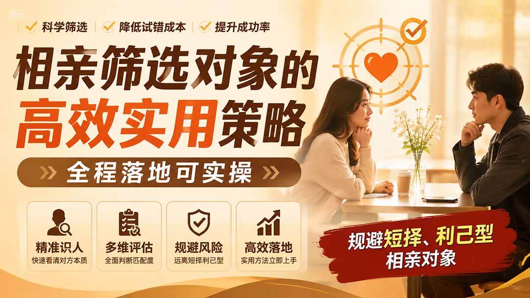 （19727期） 付费文章：相亲筛选对象的高效实用策略，全程落地可实操，规避短择、利己型相亲对象-来友网创