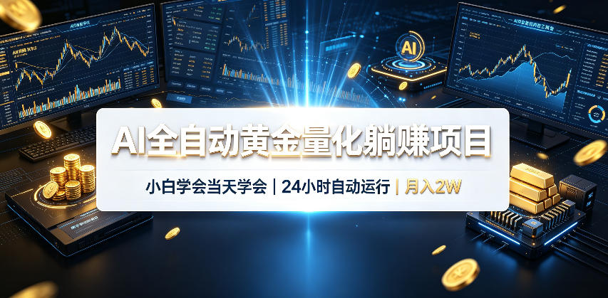 AI全自动黄金量化躺賺项目，小白学会当天学会，24小时自动运行，月入2W！【揭秘】-来友网创