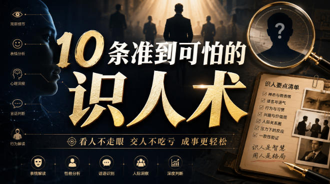 付费文章：10条准到可怕的识人术-来友网创