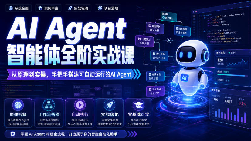AI Agent智能体全阶实战课，从原理到实操，手把手搭建可自动运行的AI Agent-来友网创