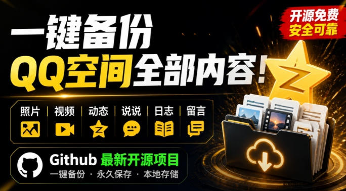 一键将你QQ空间全部内容备份下来！照片/视频/动态信息全存本地，Github最新开源项目QzoneArchive-来友网创