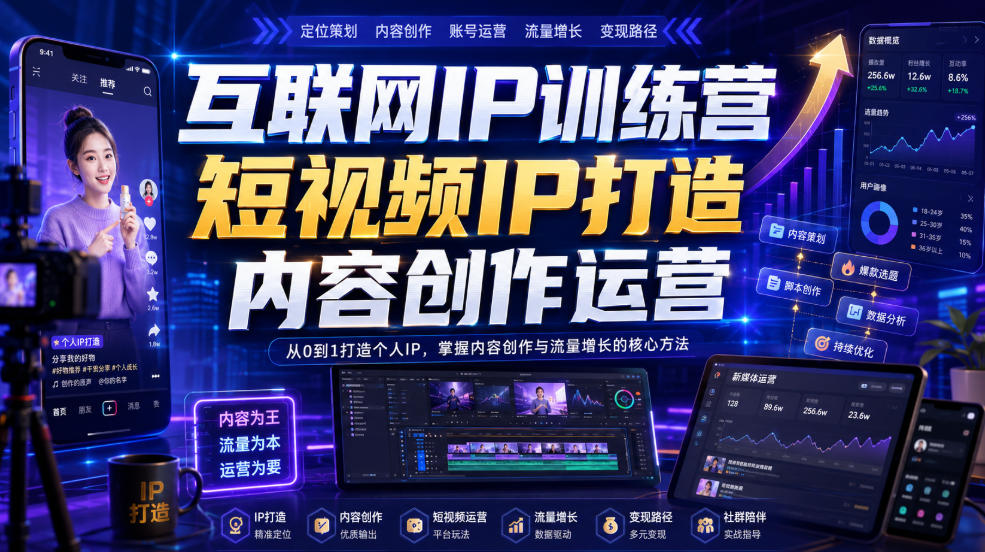 互联网IP训练营，短视频IP打造，内容创作运营-来友网创