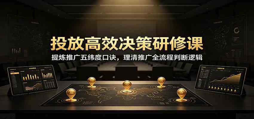 投放高效决策研修课：提炼推广五纬度口诀，理清推广全流程判断逻辑-来友网创