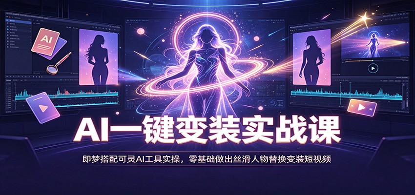 AI一键变装实战课：即梦搭配可灵AI工具实操，零基础做出丝滑人物替换变装短视频-来友网创
