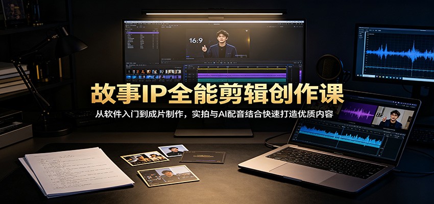 故事IP全能剪辑创作课：从软件入门到成片制作，实拍与AI配音结合快速打造优质内容-来友网创