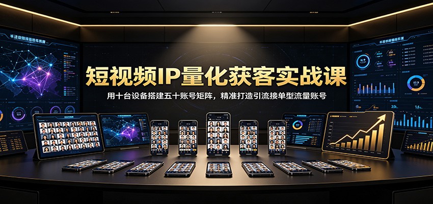短视频IP量化获客实战课：用十台设备搭建五十账号矩阵，精准打造引流接单型流量账号-来友网创