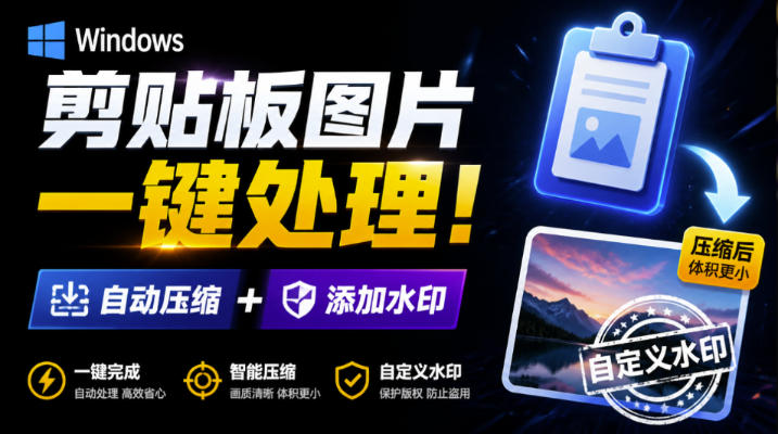 Windows剪贴板复制图片后，体积会暴涨数百倍？剪贴板图片一键自动压缩及添加水印工具-来友网创