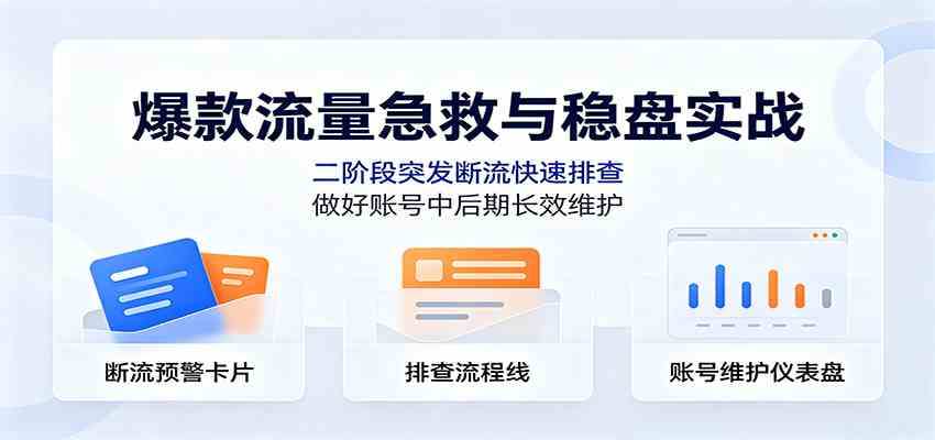 爆款流量急救与稳盘实战：二阶段突发断流快速排查，做好账号中后期长效维护-来友网创