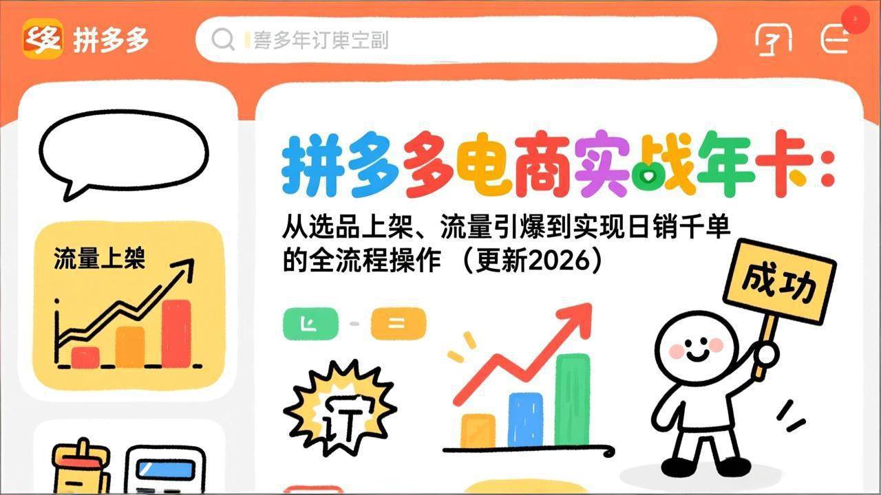 （19839期）拼多多电商实战年卡：从选品上架、流量引爆到实现日销千单的全流程操作（更新2026年8月）-来友网创