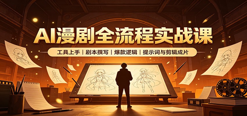 AI漫剧全流程实战课：工具上手、剧本撰写、爆款逻辑、提示词与剪辑成片-来友网创