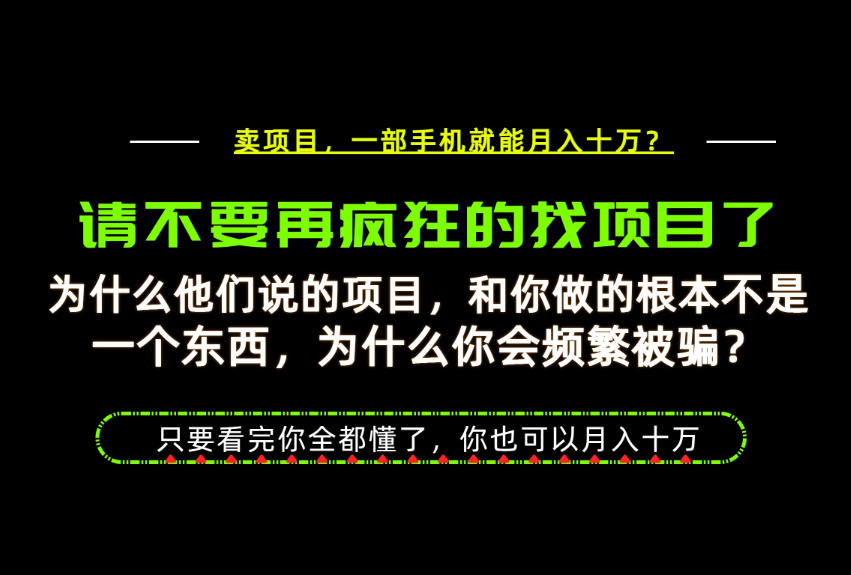 为什么做项目的人大多都是炮灰？为什么只有卖项目才能稳？看完你也可以月入10W+【揭秘】-来友网创