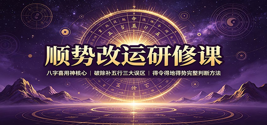 顺势改运研修课：八字喜用神核心，破除补五行三大误区，得令得地得势完整判断方法-来友网创