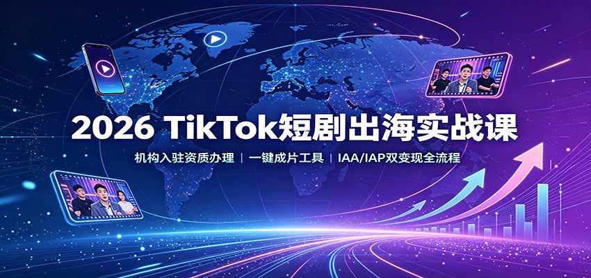 2026 TikTok短剧出海实战课：机构入驻资质办理，一键成片工具，IAA/IAP双变现全流程-来友网创