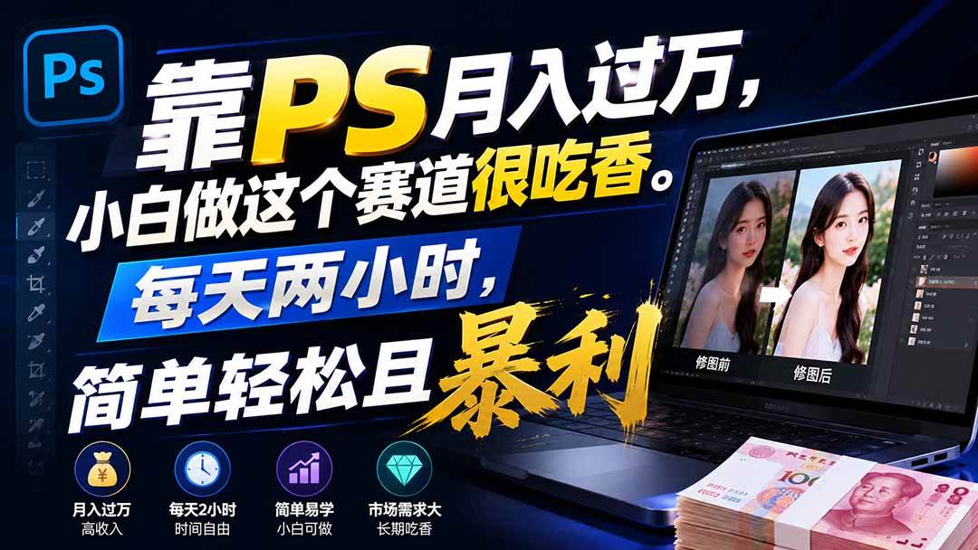 （19916期）靠PS月入过万，小白做这个赛道很吃香。每天两小时，简单轻松且暴利-来友网创