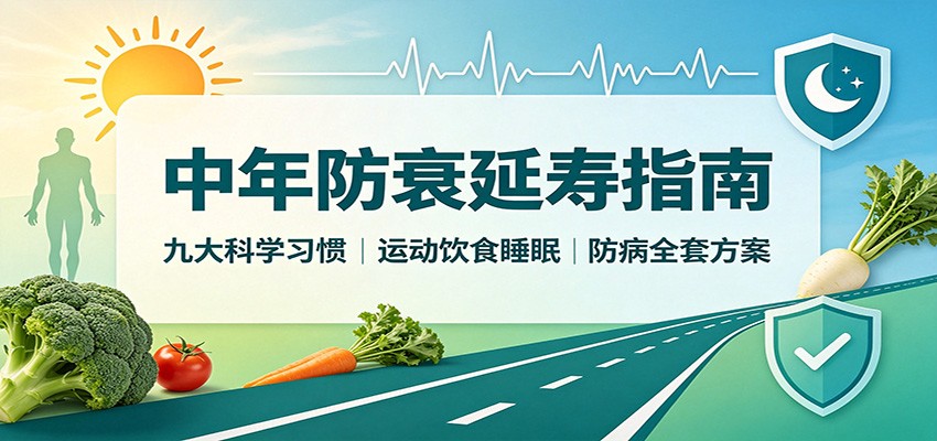中年防衰延寿指南：九大科学习惯，运动饮食睡眠防病全套方案-来友网创