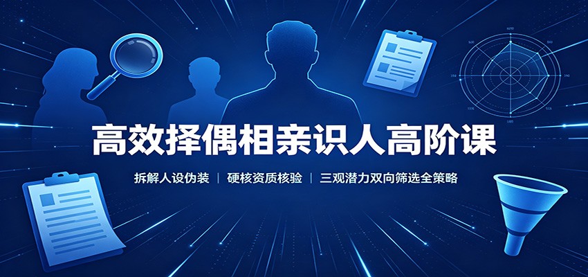 高效择偶相亲识人高阶课：拆解人设伪装，硬核资质核验，三观潜力双向筛选全策略-来友网创