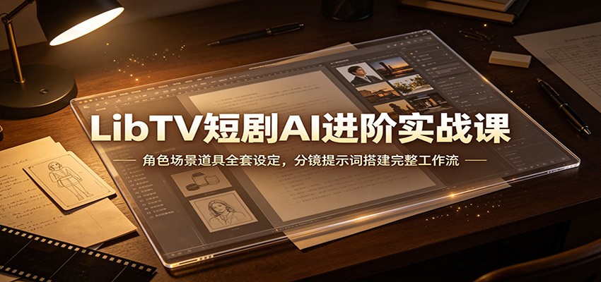 LibTV短剧AI进阶实战课：角色场景道具全套设定，分镜提示词搭建完整工作流-来友网创