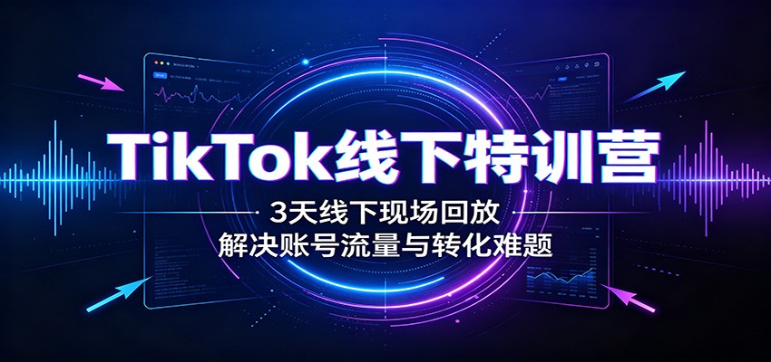 TikTok线下特训营：3天线下现场回放，解决账号流量与转化难题-来友网创