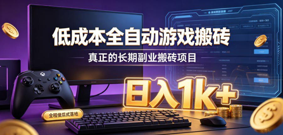 低成本全自动游戏搬砖，真正的长期副业搬砖项目，日入1k+，全程傻瓜式落地【揭秘】-来友网创