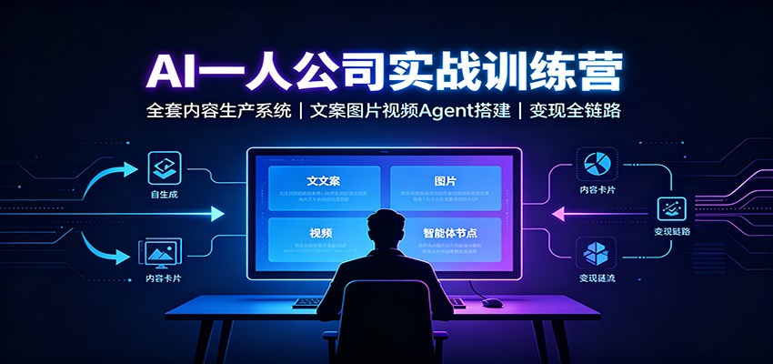 AI创作一人公司实战训练营：全套内容生产系统，文案图片视频Agent搭建变现全链路-来友网创