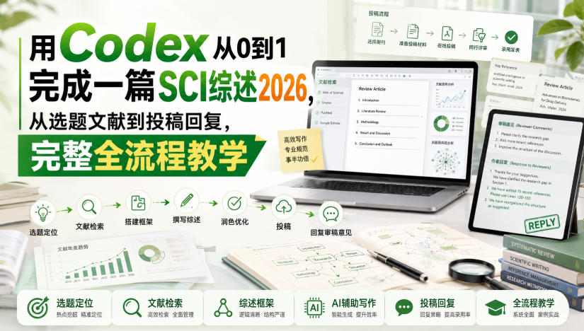 用Codex从0到1完成一篇SCI综述2026，从选题文献到投稿回复，完整全流程教学-来友网创