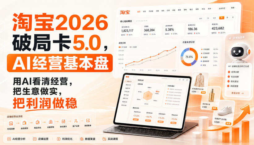智篆商业-淘宝2026破局卡5.0，AI经营基本盘，用AI看清经营，把生意做实，把利润做稳-来友网创