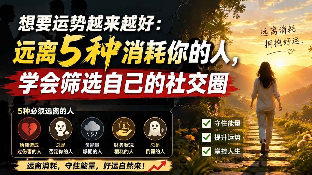 （19965期）付费文章：想要运势越来越好：远离5种消耗你的人，学会筛选自己的社交圈-来友网创