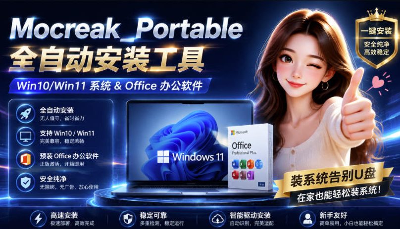 Mocreak全自动安装office和win10、win11系统，告别U盘装系统，使用安全可靠-来友网创