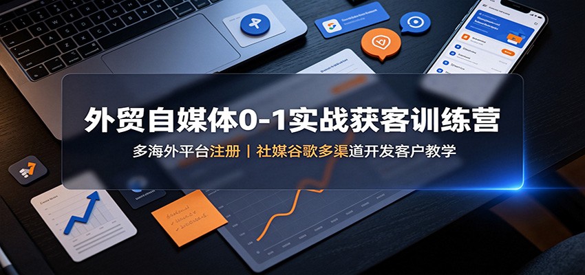 外贸自媒体0-1实战获客训练营：多海外平台注册，社媒谷歌多渠道开发客户教学-来友网创
