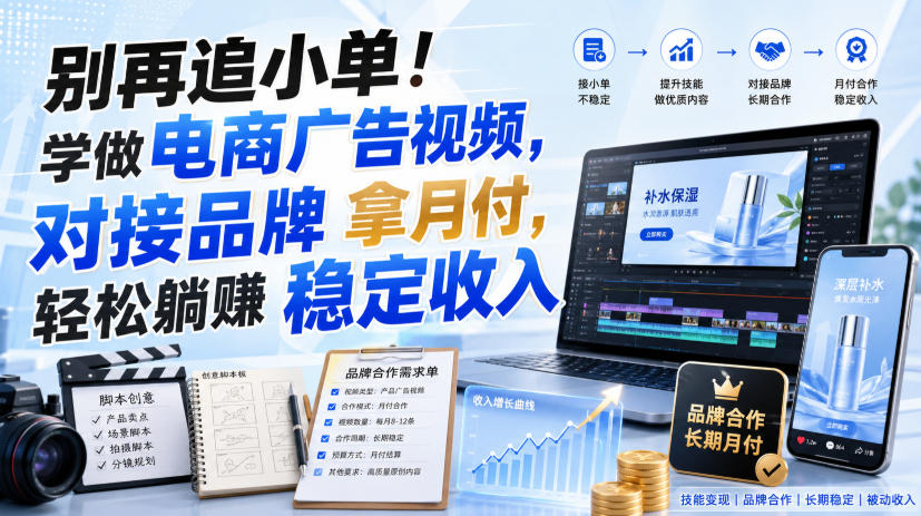 别再追小单！学做电商广告视频，对接品牌拿月付，轻松躺賺稳定收入【原创双语字幕】-来友网创