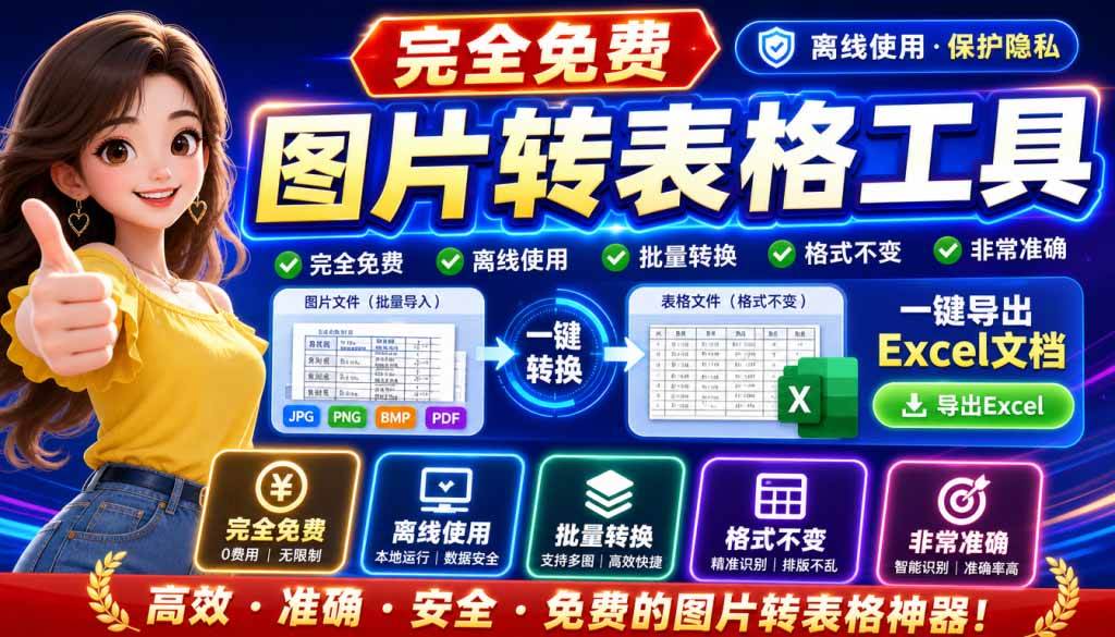 （19972期）图片表格识别提取工具，支持一键从图片中智能提取表格并导出Excel文件，可离线免网运行，FastTableOCR-来友网创