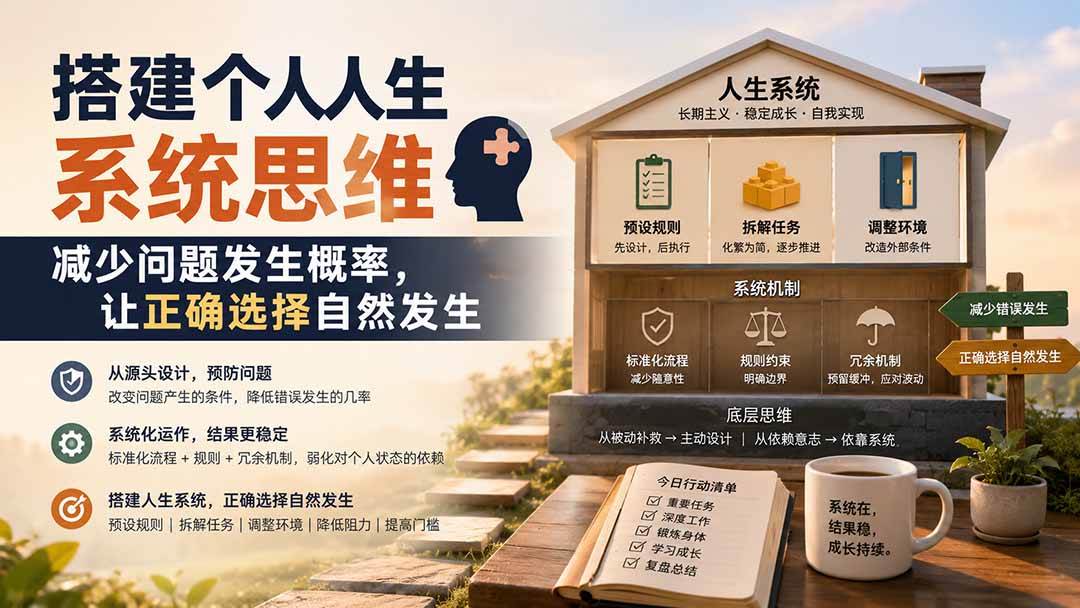 （19985期）付费文章：搭建个人人生系统思维：减少问题发生概率，让正确选择自然发生-来友网创