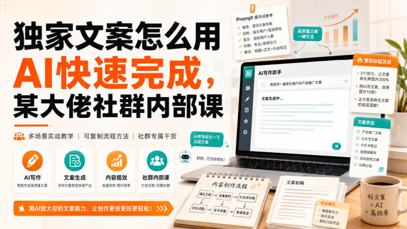 独家文案怎么用AI快速完成，某大佬社群内部课-来友网创