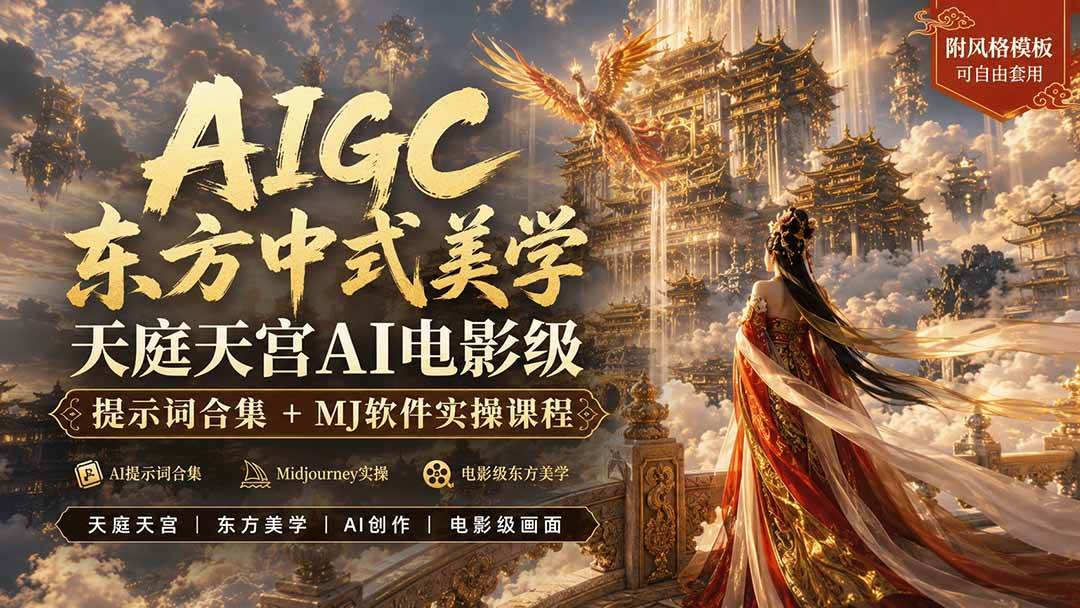 （19998期）AIGC东方中式美学天庭天宫AI电影级提示词合集+MJ软件实操课程-来友网创
