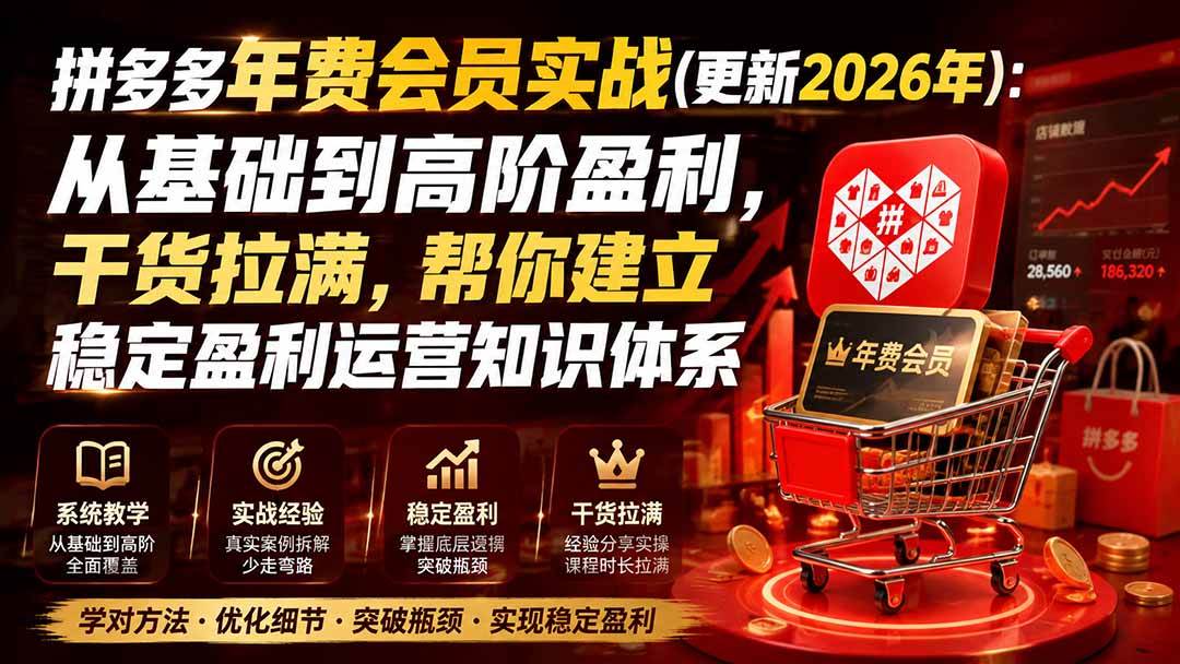 （20001期）拼多多年费会员实战(更新2026年)：从基础到高阶盈利，干货拉满，帮你建立稳定盈利运营知识体系-来友网创