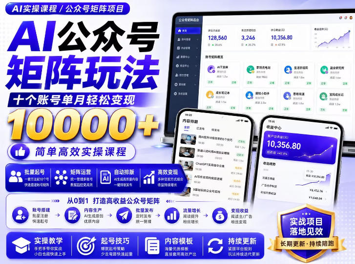 AI公众号矩阵实操玩法：内含价值399的提示词，三分钟一篇爆款文章，支持矩阵多账号运营-来友网创