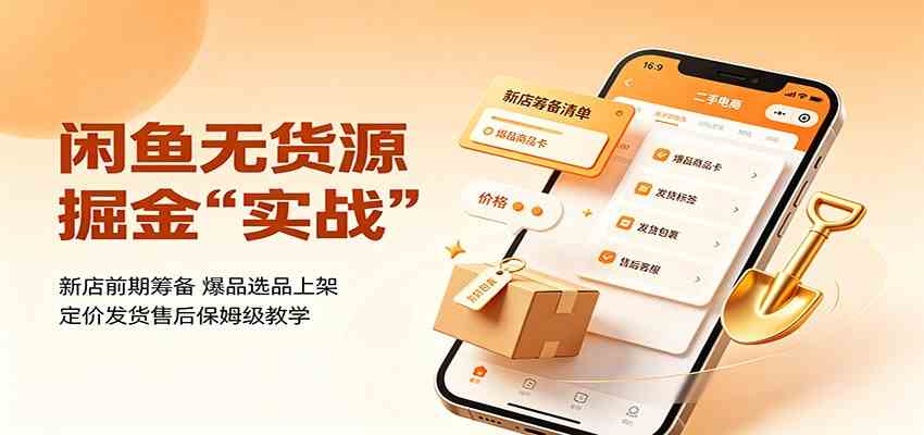闲鱼无货源掘金实战：新店前期筹备，爆品选品上架，定价发货售后保姆级教学-来友网创