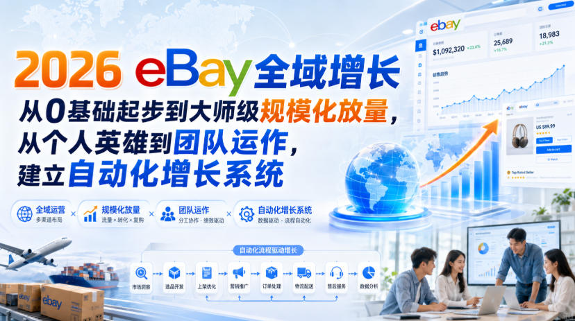 2026 eBay全域增长，从0基础起步到大师级规模化放量，从个人英雄到团队运作，建立自动化增长系统-来友网创