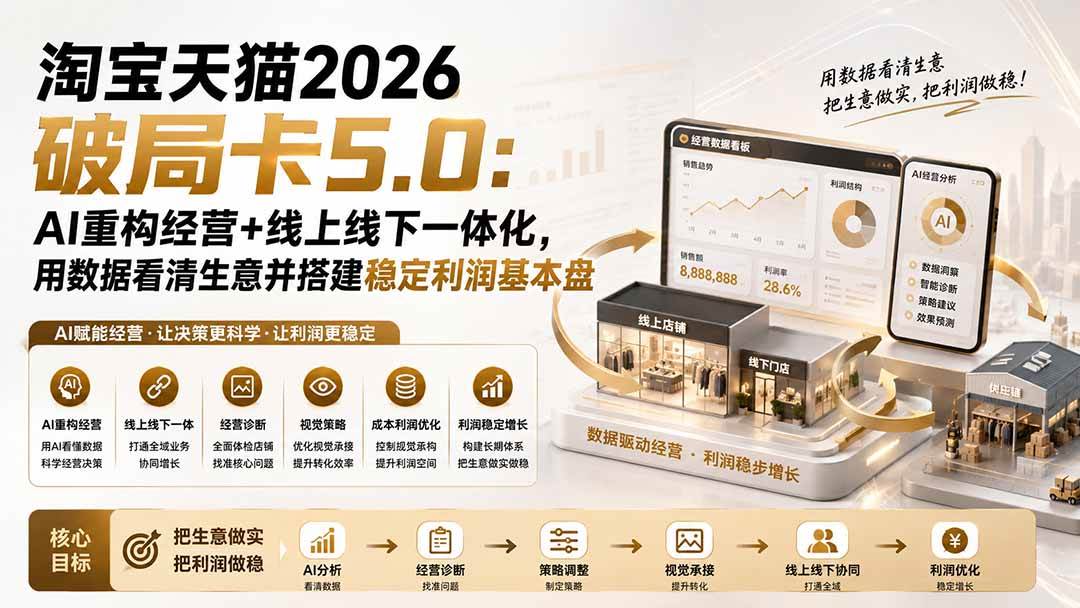 （20026期）淘宝天猫2026破局卡5.0：AI重构经营+线上线下一体化，用数据看清生意并搭建稳定利润基本盘（修复）-来友网创