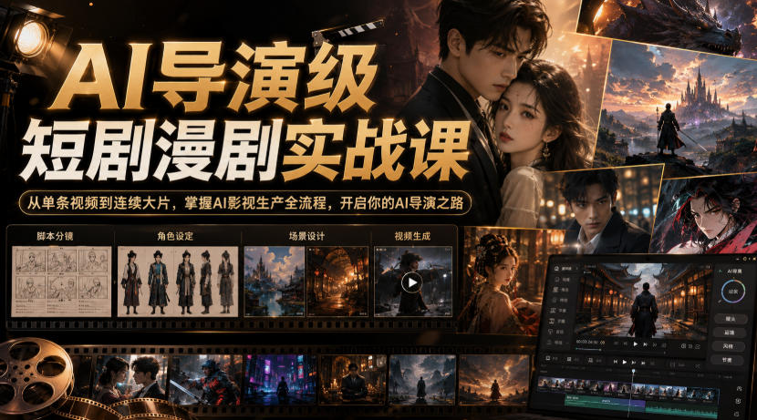 AI导演级短剧漫剧实战课，从单条视频到连续大片，掌握AI影视生产全流程，开启你的AI导演之路!-来友网创