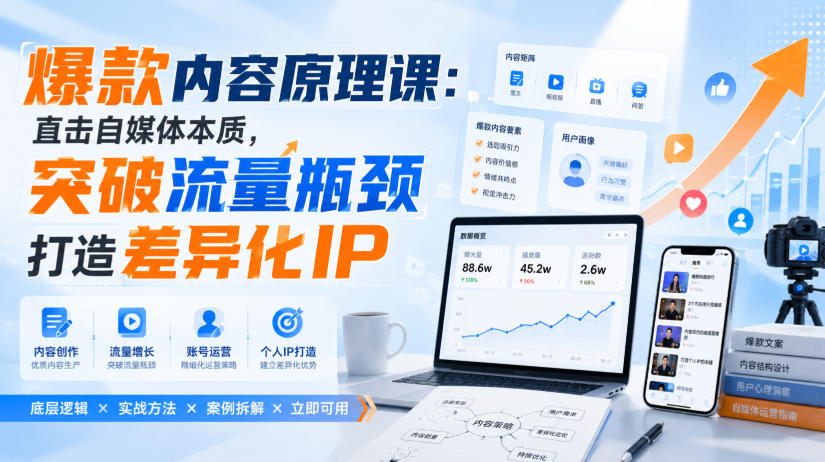 爆款内容原理课：直击自媒体本质，突破流量瓶颈打造差异化IP-来友网创