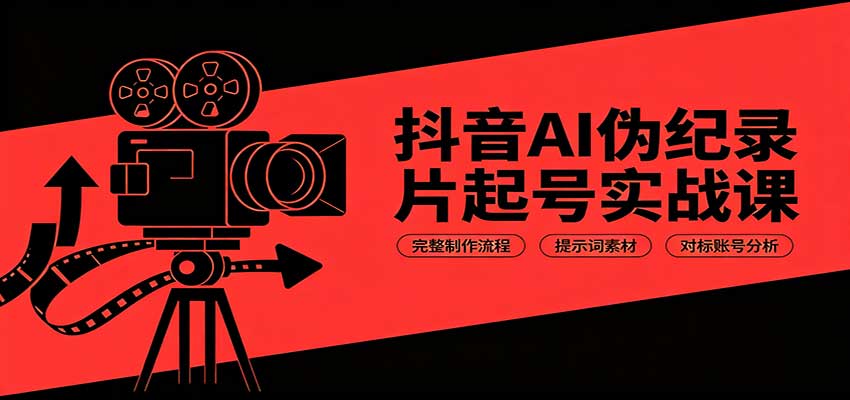 抖音AI伪纪录片起号实战课：完整制作流程，提示词素材，对标账号分析-来友网创