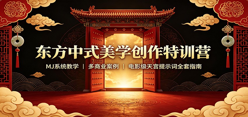 东方中式美学创作特训营：MJ系统教学，多商业案例，电影级天宫提示词全套指南-来友网创
