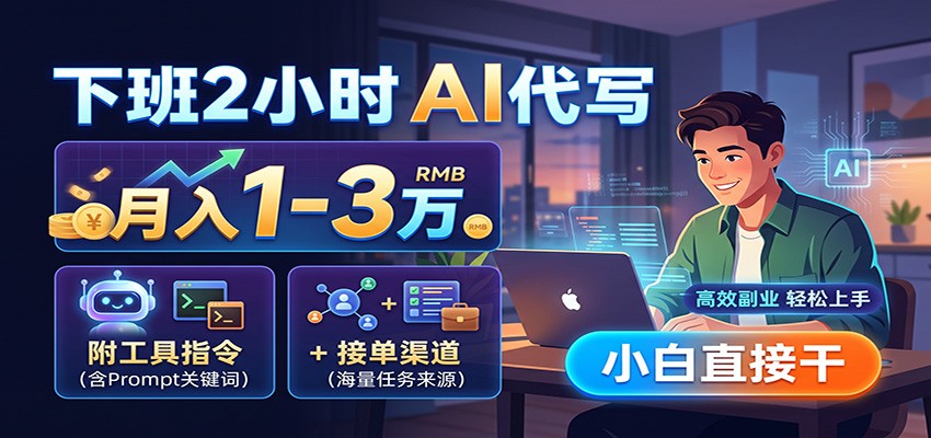 下班2小时AI代写，月入1-3万，附工具指令+接单渠道，小白直接干-来友网创