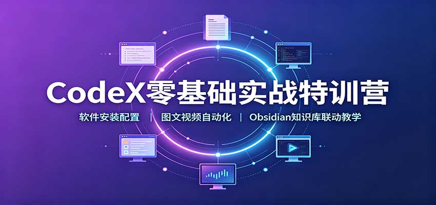 CodeX零基础实战特训营：软件安装配置，图文视频自动化，Obsidian知识库联动教学-来友网创