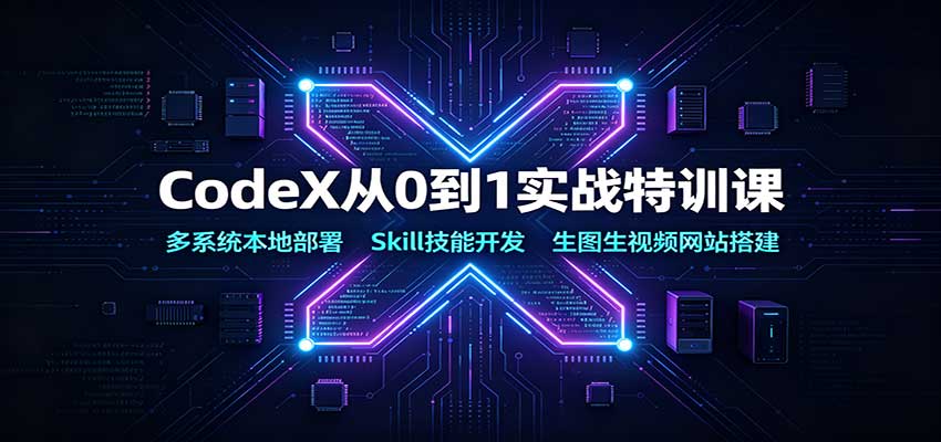 CodeX从0到1实战特训课：多系统本地部署，Skill技能开发，生图生视频网站搭建-来友网创