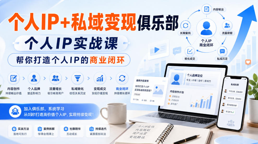 个人IP+私域变现俱乐部，个人IP实战课，帮你打造个人IP的商业闭环-来友网创